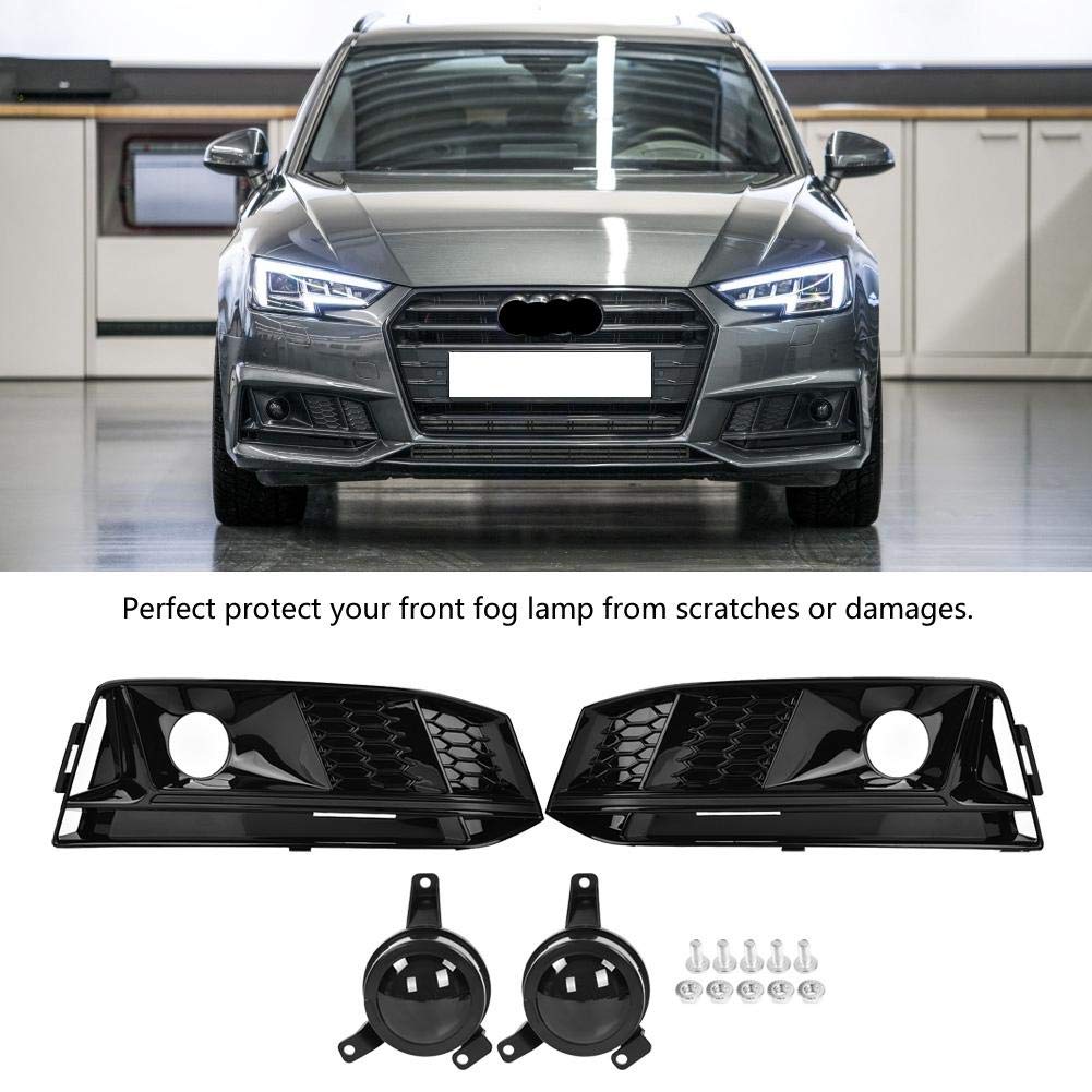 Front fog light grille, pair for honeycomb front fog light grille in S4 style with ACC for A4 B9 S-Line 17-18.