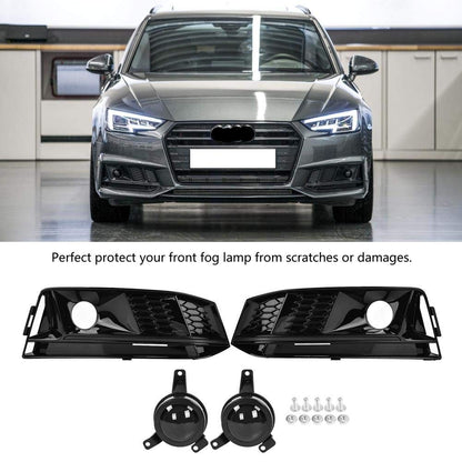 Front fog light grille, pair for honeycomb front fog light grille in S4 style with ACC for A4 B9 S-Line 17-18.