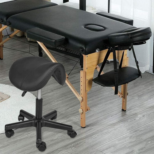 Mingone Saddle Stool Ergonomic Work Stool Height Adjustable Office Stool with Casters Saddle Chair 360° Swivel Stool for Office, Study Room, Studio, Black