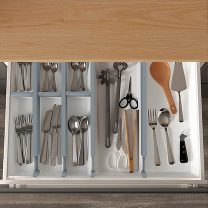 ANTOWIN Drawer Divider Adjustable Bamboo (42.5-56.4cm), Drawer Organizer, Spring Loaded, Kitchen, Dresser, Bathroom, Bedroom, Baby Drawer, Desk Organization System (grey)