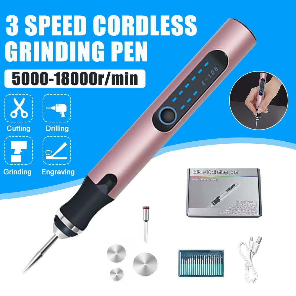 Electric Engraving Pen Engraving Tool Set Micro Engraver Etching Pen DIY Rotary Tool for Carving, Glass, Wood, Metal, Stone, Plastic, Ceramic, Jewelry (Red)