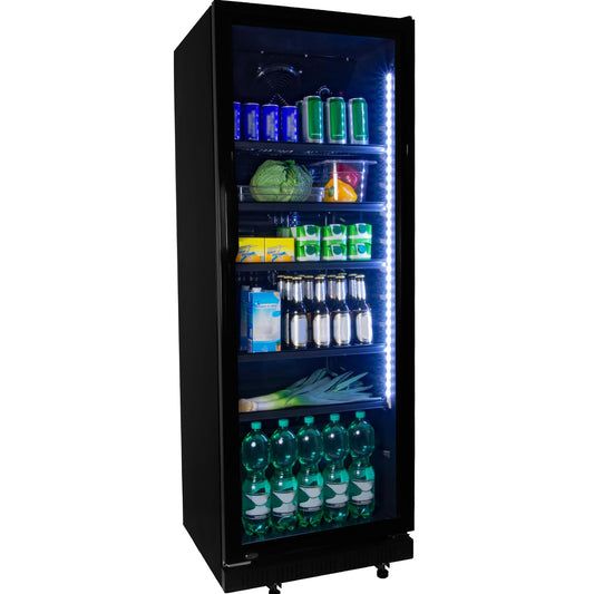 ZORRO beverage cooler ZKB 360 liters black bottle refrigerator refrigerator with glass door Gastro drink cooler