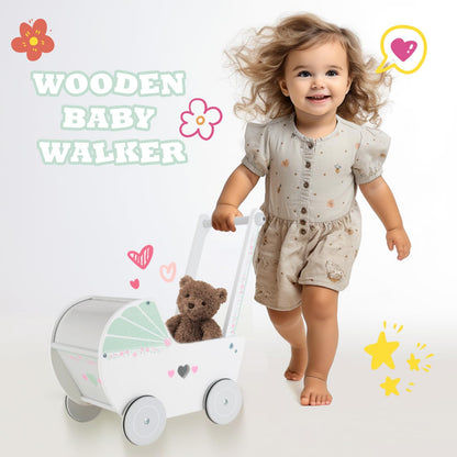 Wooden Baby Walker for Kids Learning Fun Babies for 1 year old and up, Toddler Shopping Cart Push Toy for Boys Girls