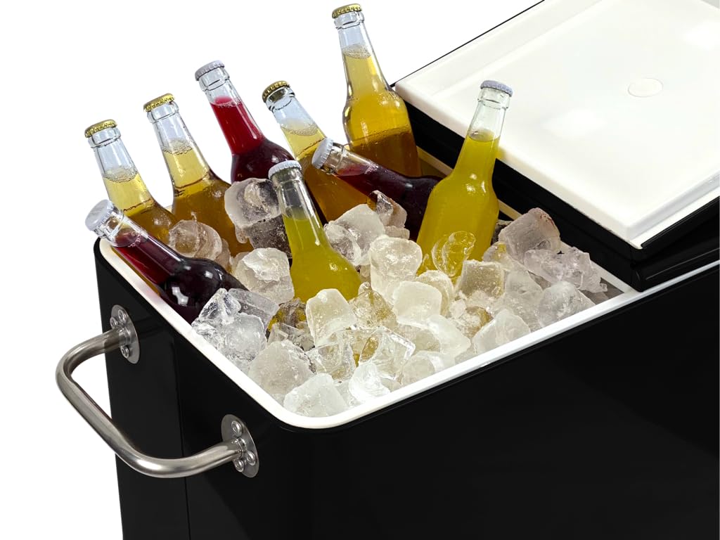 Kailua Cooler - American cooler box, cooler cart, party drink cooler, black.