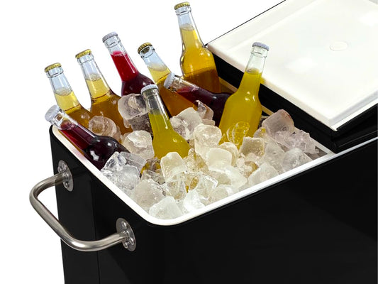 Kailua Cooler - American cooler box, cooler cart, party drink cooler, black.
