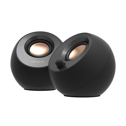 CREATIVE Pebble V3 desktop speakers with USB-C 2.0, USB Audio, Clear Dialog, Bluetooth 5.0, 8W RMS, 16W peak power, and USB-A adapter included (black)