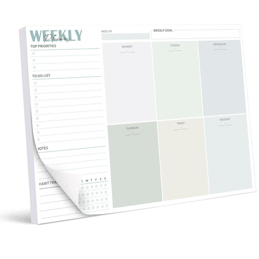 BIROYAL Weekly Planner Pad A4 undated (50 pages), desk pad with to-do list, weekly calendar planner with week overview & habit tracker for appointments, tasks & notes.
