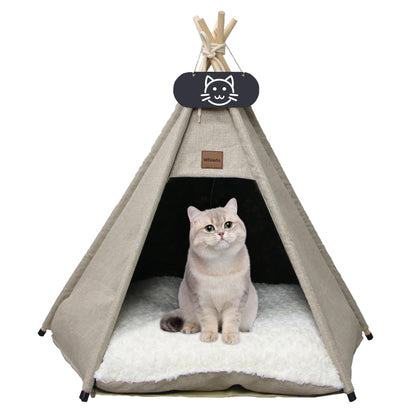 Whiwhi Tipi tent for pets, dog tent, cat tent with washable cushion. Pet tents, houses, dog caves, and pet houses. Foldable pet tent furniture 50x50x60cm.