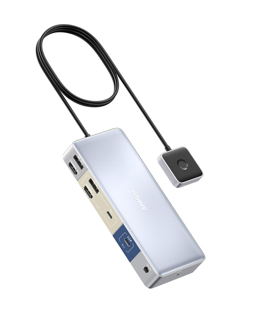Anchor Docking Station, KVM switch for desktop PC and laptop, dual 4K monitor 553 USB-C docking station with HDMI and DisplayPort, USB 3.0 ports for HP laptop, MacBook, iPad, Steam Deck, and more.