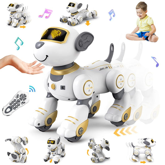 VATOS Robot Dog Kids Remote Control Toy - Interactive Touch and Follow Robot Dog with 17 functions, programmable dance music RC for girls 3-12 years