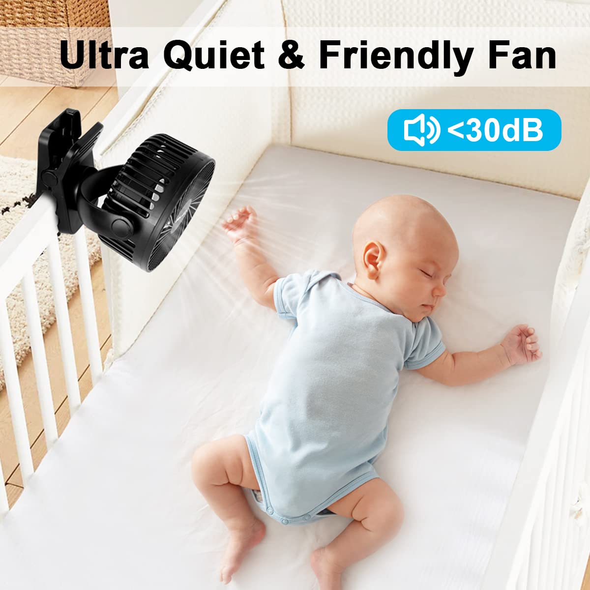 ELZO 12000mAh Camping Fan, Rechargeable Desk Fan USB Mini Fan with LED Light & Hook, 360° Rotation Quiet with Remote Control