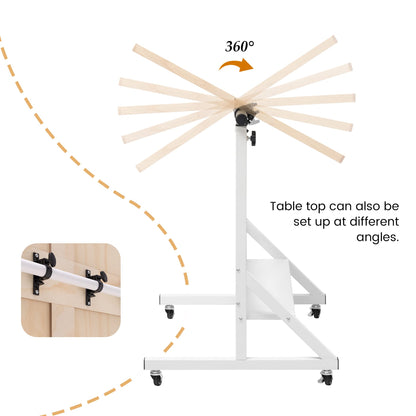 Tektalk puzzle table with angle and height adjustment, puzzle board with cover, tiltable puzzle easel with table legs, enclosed with 4 rolling wheels, for up to 1500 pieces of puzzles.