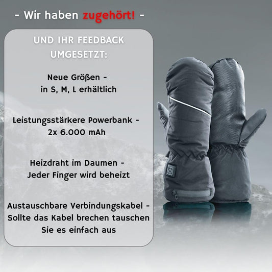 NorthHeat optimized heated gloves | heated mittens for men & women in 3 sizes | rechargeable heating gloves | skiing and outdoor