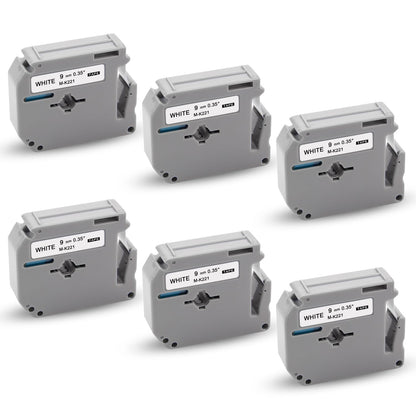 6 x XemaX Compatible M-K221S 9mm 3/8 Brother Replacement for Brother M-K221S M-K221 MK221S MK 221S Brother P-Touch 60 Tapes 9mm for Brother PT-65 PT-90 PT-80 PT-55 PT-60 PT-85 PT-M95, Black on White