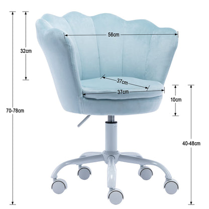 Wahson Velvet Kids Desk Chair Swivel Chair with Armrests for Girls Children Study Office Chair Adjustable Height (Light Blue)