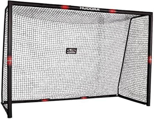 HUDORA Soccer Goal Pro Tect - Aluminum Goal with Target Wall for Kids and Adults - Soccer Goal for Garden/Outdoor - Black/Red & Derbystar Brillant Ball Multicolor 4