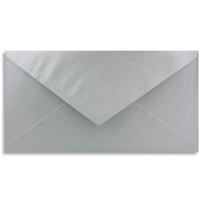 50 envelopes Silver Metallic DIN Long - 110 x 220 mm (11 x 22 cm) - wet adhesive without window - ideal for invitation cards - ColorsHappy series