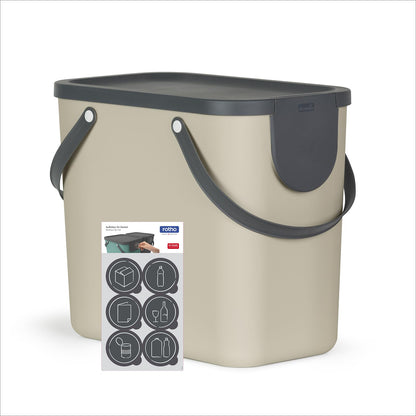 Rotho Albula waste separation system 25l for the kitchen, plastic (PP) BPA-free, brown/anthracite, 25l (40.0 x 23.5 x 34.0 cm)