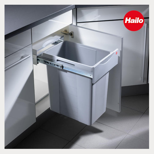Hailo waste collector 3668401 | Easy-Cargo Solo trash can | Large 40L built-in trash can for the kitchen | Waste bin for 40 cm cabinet width | Waste separation system, plastic light gray