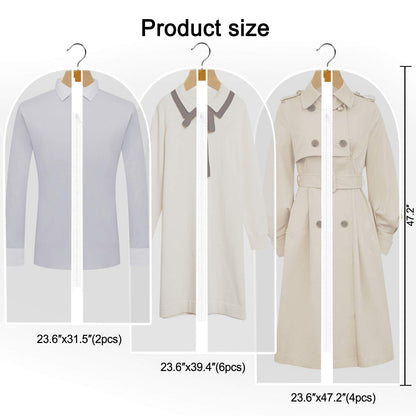 12 Pieces Transparent Garment Bags Cover with Zipper, Clothes Protection Jackets Coats Evening Dress Suit Dress Cover Suit Cover Suit Bag Translucent (White)