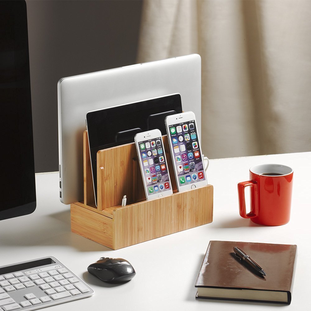 XPhonew desktop bamboo wood charging stand docking station/cradle/holder/charger stand/cell phone mount compatible with iPhone 13 12 11 Pro Max XS XR X iPad laptop Samsung smartphones tablets