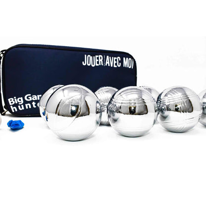 Big Game Hunters 8 Boules Set with rust protection and luxury canvas carry bag - Sturdy 8 Boules Set, Polished and Engraved Official Size.