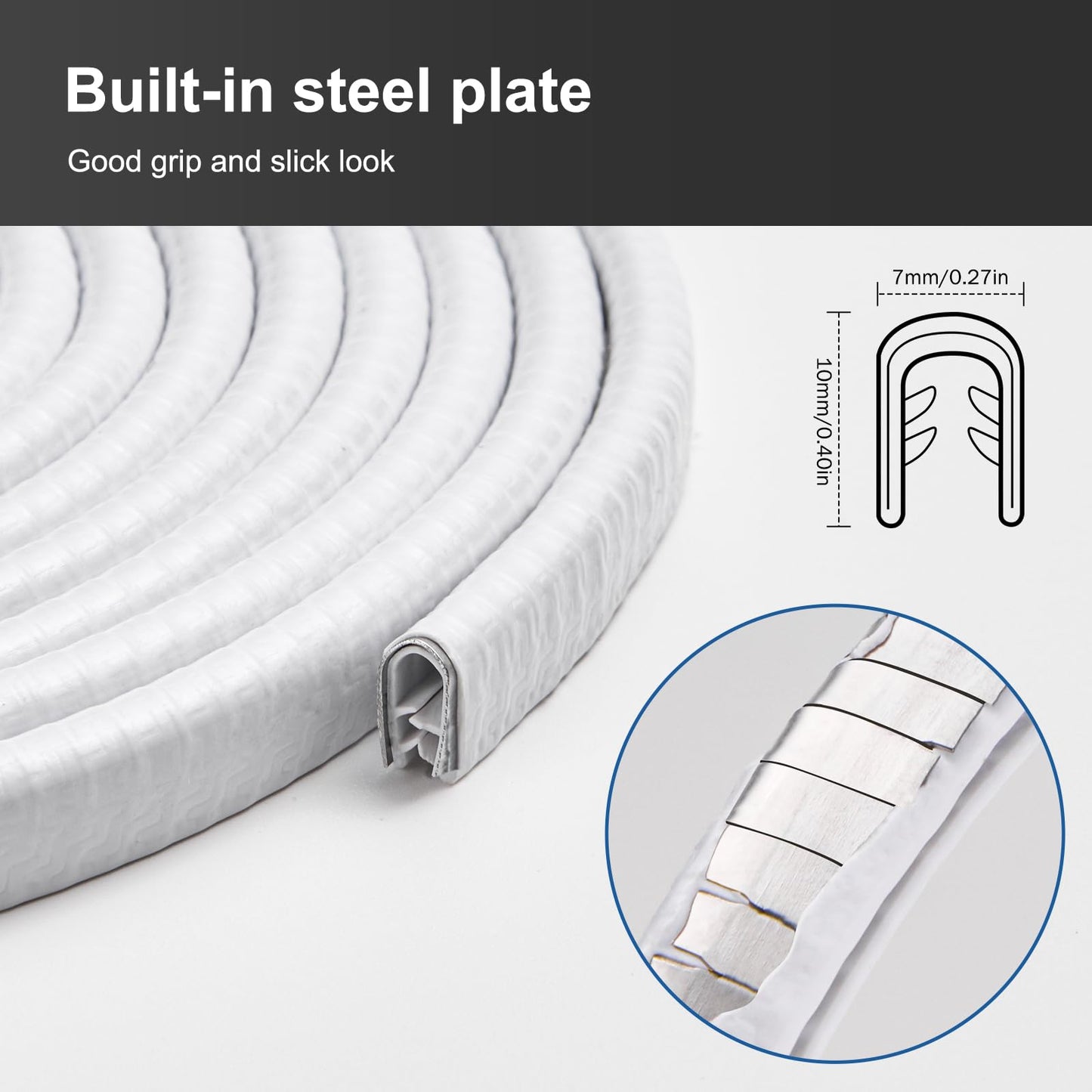 10M Car Door Edge Guard, Car Rubber Seal Strip Edge Protection, U-Shape Rubber Edge Guard Window Seal Rubber Profile Suitable for Most Cars (White)