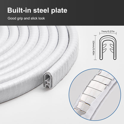 10M Car Door Edge Guard, Car Rubber Seal Strip Edge Protection, U-Shape Rubber Edge Guard Window Seal Rubber Profile Suitable for Most Cars (White)