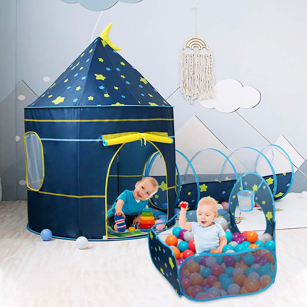 Play tents for girls boys, CestMall 3 in 1 kids play tent with house tent ball pool tunnel, kids pop up tent house palace tent play tent with carrying bag for boys girls toddlers indoors.