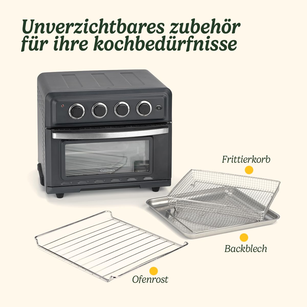 Cuisinart Air Fryer Mini Oven | 7 in 1: Fry, Roast, Bake, Grill, Toasties, Toast, & Keep Warm | 2 cooking stages, 17L large capacity | 30% faster | Energy efficient