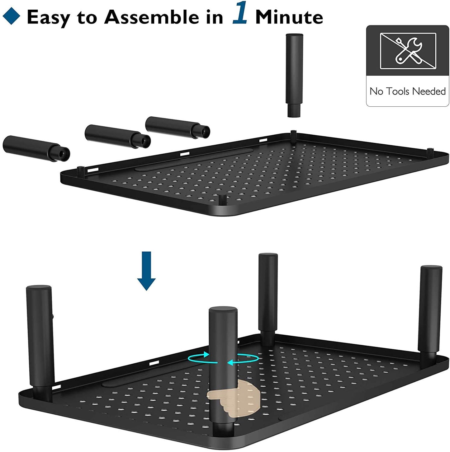 BONTEC Monitor Stand Adjustable Monitor Riser made of high-quality metal. Ergonomic stand for laptop, computer, iMac, PC, printer up to 20 kg, black 2-pack.