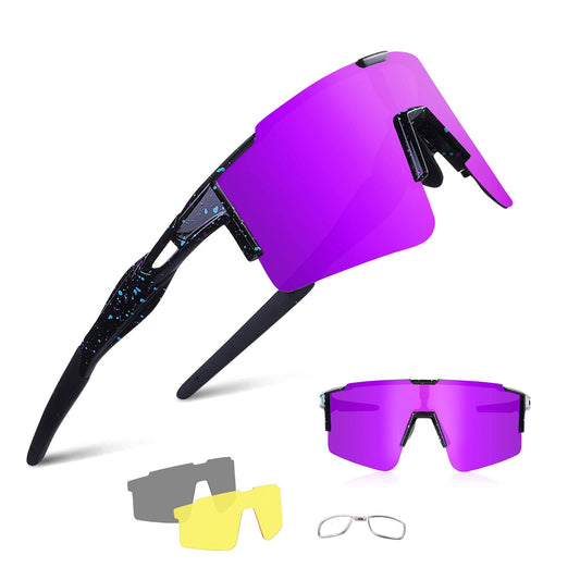 BangLong Polarized Sunglasses, Cycling Glasses for Men Women UV 400 Protection with 3 Interchangeable Lenses, Protective Eyewear for Outdoor Sports Cycling Running Golf.