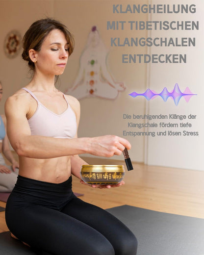 Hihealer Tibetan Singing Bowl Set 100% Handmade in Nepal, Large Singing Bowl with Instructions, Mallet, Cushion, Gift Box; Meditation, Yoga, Chakra Healing, Christmas Gifts for Women