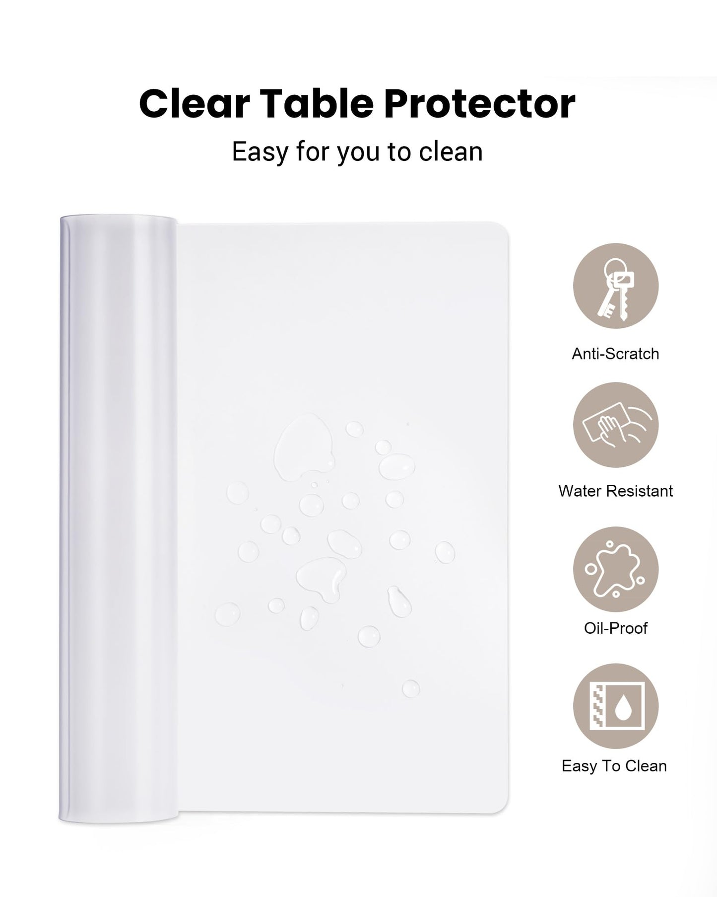 YSAGi Desk Pad Transparent, Clear Large Mouse Pad, Waterproof Desk Mat Writing Pad Clear, Table Protector Pad Desk Accessory for Office & Home (80 x 50 cm)