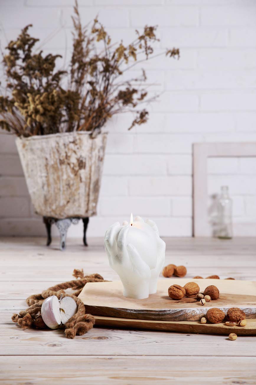 Candellana Candle Hand Love Edition | Height: 16 cm | White | Handmade in the EU, 15.2 x 15.2 x 15.2 cm