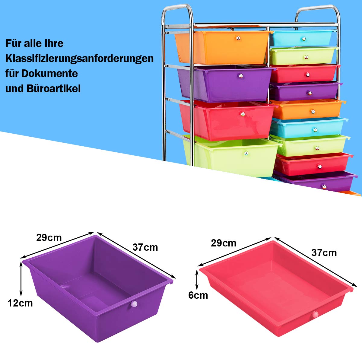 GOPLUS rolling cart with 15 stackable drawers, color options available. Perfect for household, bathroom storage, and organization.