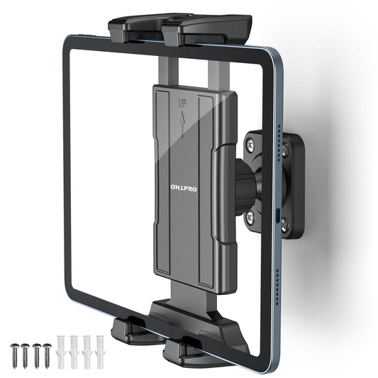 OHLPRO Tablet Wall Mount with 360° Rotation, Universal iPad Wall Mount with Expandable Clip, Tablet Holder for (4.7-13'') iPad Pro, Mini, Air, iPhone, Kindle, Galaxy Tab, Kitchen, Bathroom