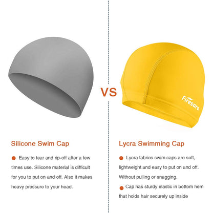Firesara Lycra Swim Cap, Lycra Swim Cap Anti-Tear Coated Comfortable No Slip for Men Women Long Short Hair Adult Boys Girls