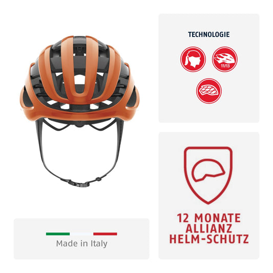 ABUS road bike helmet AirBreaker - high-end cycling helmet for professional cycling - for teens and adults - helmet for women and men - orange, size M