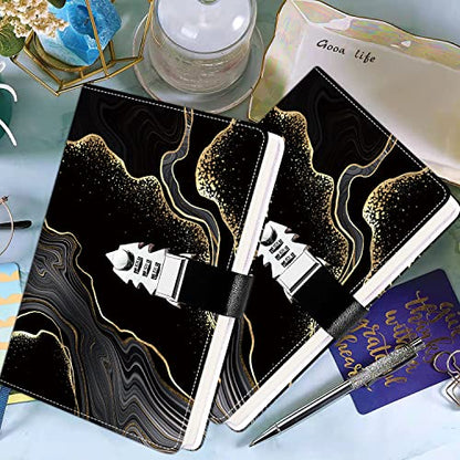 ZXHQ Diary with lock for girls and women, secret lock diary with, refillable faux leather notebook, size A5 (21 x 15 cm)