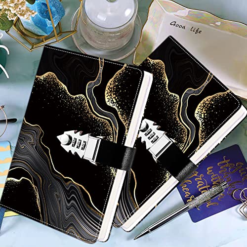 ZXHQ Diary with lock for girls and women, secret lock diary with, refillable faux leather notebook, size A5 (21 x 15 cm)