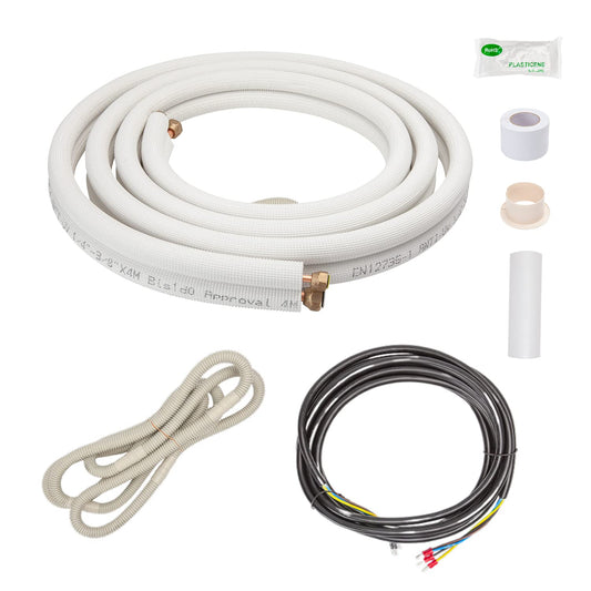 2x 4m 1/4" + 3/8" inch copper refrigerant lines Insulated copper tubes for 9000 mounting kit