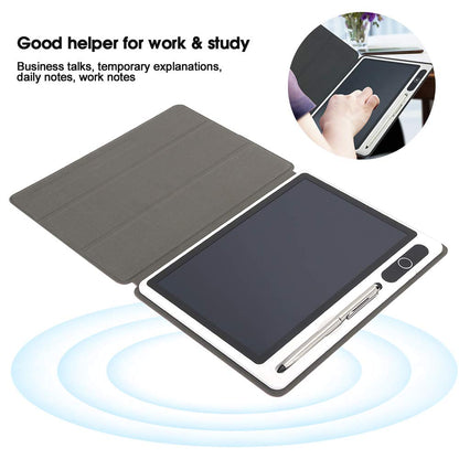 LCD writing tablet, electronic notepad writing tool, 10-inch digital drawing board with faux leather case.