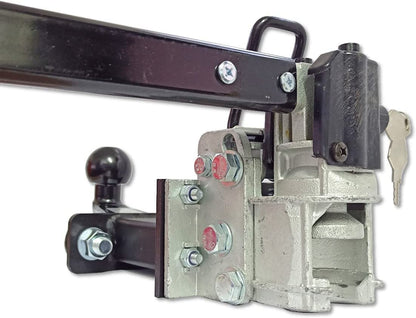 Folding and lockable 250 mm hook extension for bike rack including plug-in coupling for any type of trailer hitch.