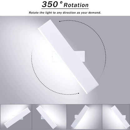 Lightsjoy LED Wall Light Indoor Modern Wall Lamp Hallway Wall Lighting 3 Color Temperatures with Switch 350° for Living Room Bedroom Kids Room etc. White