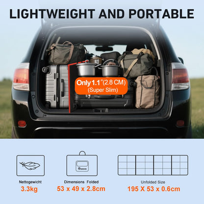 DOKIO Folding Solar Panel 160W Monocrystalline Portable Solar Module Camping Solar System Complete Set (Solar Charge Controller+PV Cable+5 DC Adapter+2 USB Output)