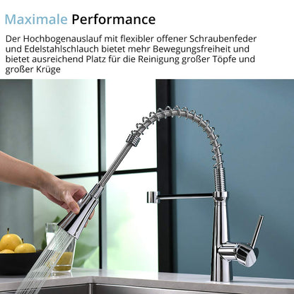 TIMACO low pressure kitchen faucet Chrome Low pressure kitchen faucet mixer tap kitchen 360° swivel faucet kitchen spiral spring faucet Chrome