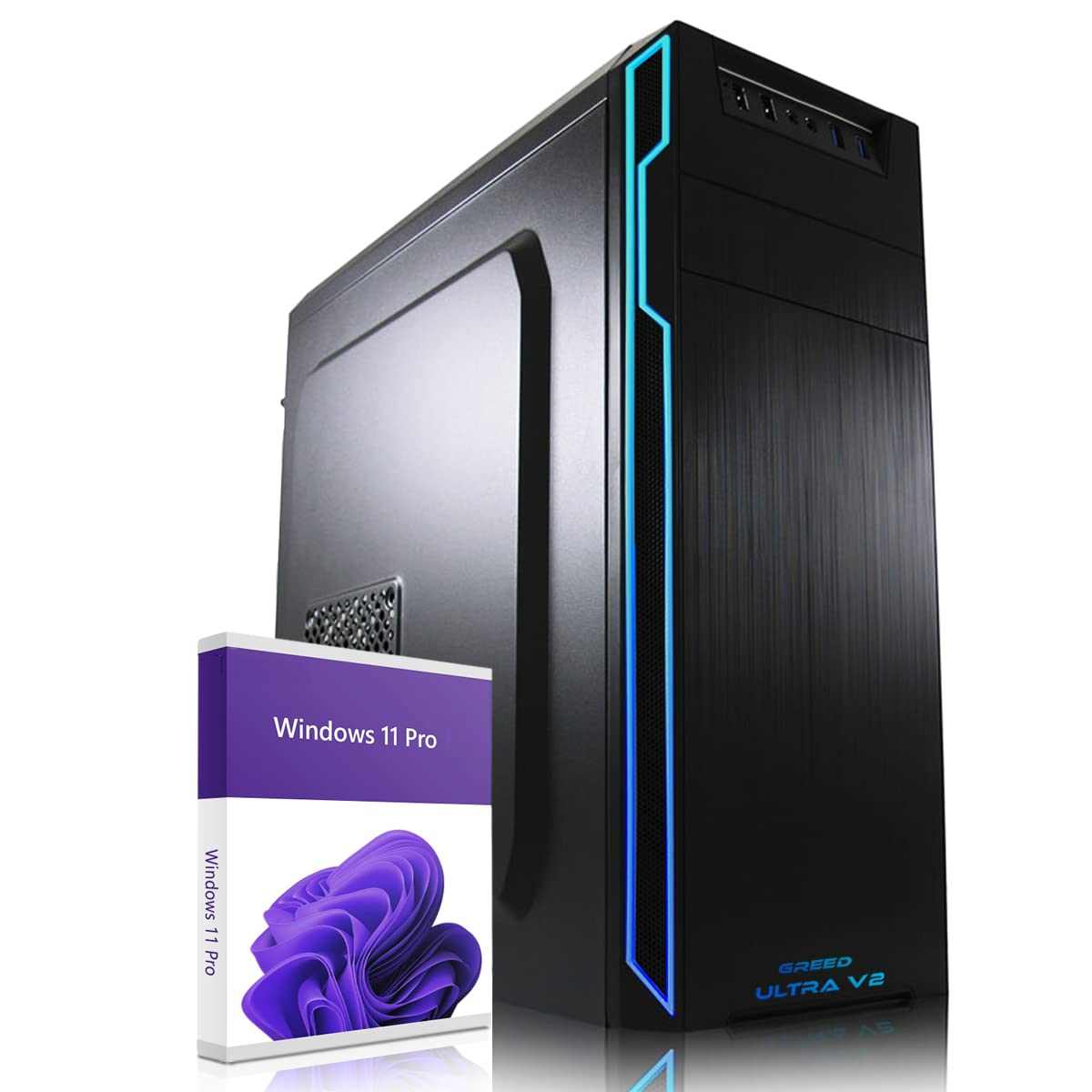 Greed® Ultra V2 PC with Intel Core i7 12700F - Fast desktop computer for office & home with 4.8 GHz, 32GB RAM, 1TB SSD + 1TB HDD, DVD+RW, USB 3.1, WLAN, incl. Win 11 Pro
