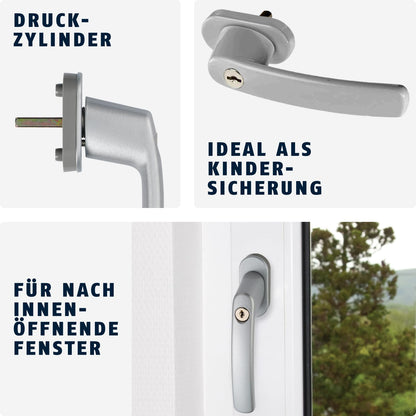 ABUS Lockable Window Handle FG200 AB208-10pcs Set - Window knob with cylinder lock, keyed alike - ABUS security level 3-88561 - Silver