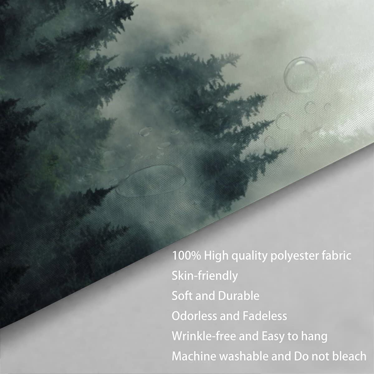 AASIRA shower curtain 240x200 Pine forest Anti-mold Waterproof Extra Long Shower Curtains with 12 Shower Curtain Rings Retro Forest 3D Design Bath Curtain for Bathtub Bathroom